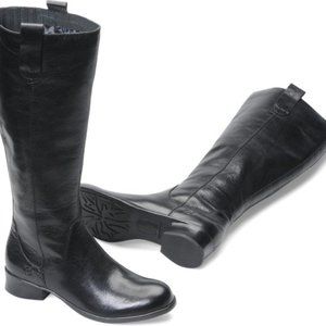 Born Mavis Black Leather Riding Boots - Black- Size 7 - womens